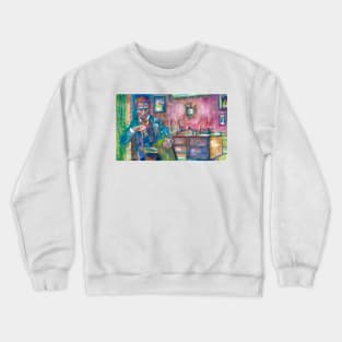 RAINER MARIA RILKE in his studio - watercolor portrait Crewneck Sweatshirt